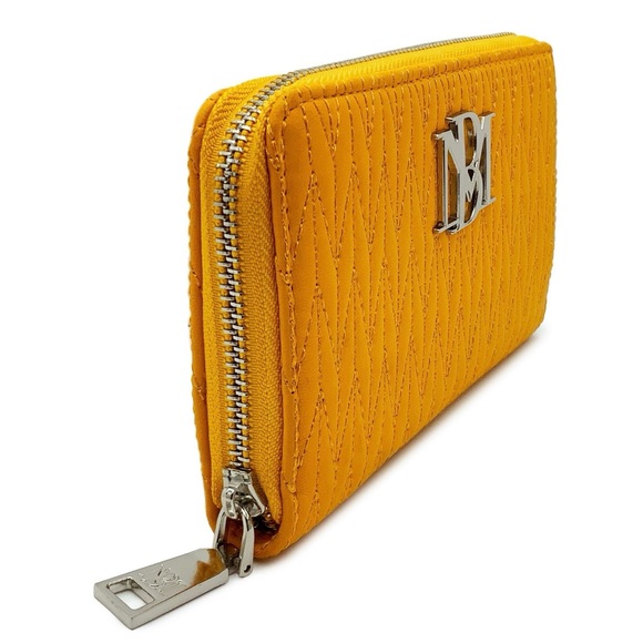 Badgley Mischka Yellow Quilted Long Wallet with Detailed Stitching - Picture 2 of 4
